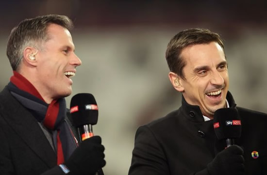 Savage fans troll Gary Neville as Arsenal's Gunnersauras makes Jamie Carragher’s day
