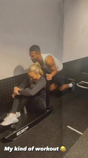 WORTH THE WEIGHT Man City star Riyad Mahrez works out in gym with stunning fiance and daughter of Real Housewives of Cheshire Taylor Ward