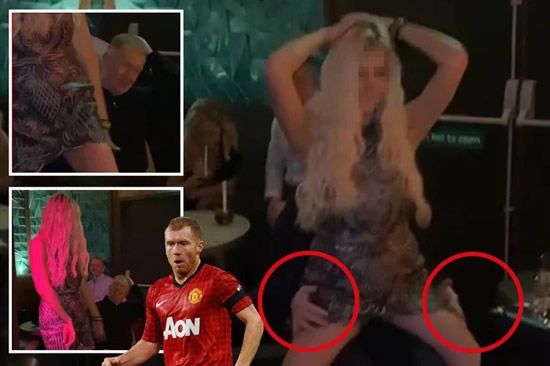 BEST MID-FEELER Football legend Paul Scholes gets touchy-feely during very public lap dance