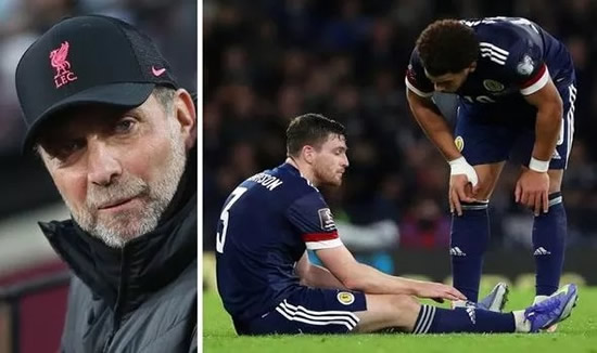 Liverpool have nine injured stars ahead of Arsenal clash as Andy Robertson undergoes scan