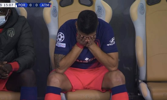 Luis Suarez bursts into tears after being hauled off in Atletico Madrid clash
