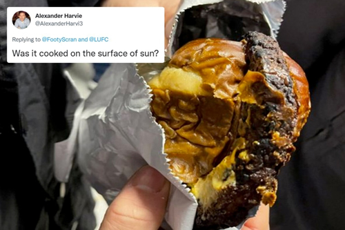 ‘Was it cooked on surface of the sun?’ – Leeds slated for ‘ice hockey puck’ burger as pic of matchday grub goes viral