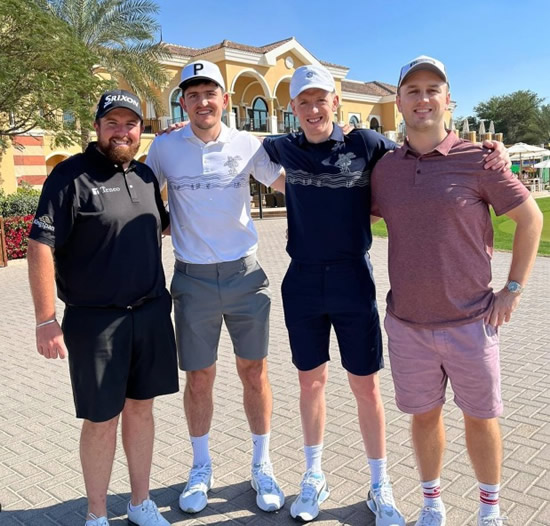 Harry Maguire and Jordan Pickford play golf with Shane Lowry in Dubai while Man Utd stars train at luxury sports complex