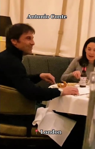 Incredible moment football fan runs into Antonio Conte and Claudio Ranieri during Valentine’s meal with his girlfriend