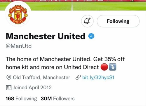 Furious fans rage over Man Utd's Twitter bio as backlash from Man City defeat continues