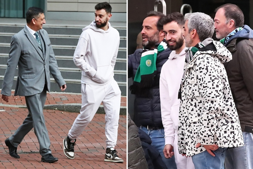 Man Utd star Bruno Fernandes heads to Lowry Hotel to see old Sporting Lisbon team-mates before they take on rivals City