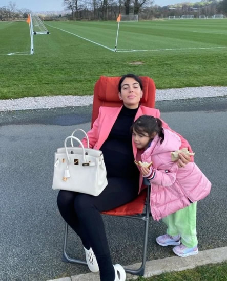 Georgina Rodriguez rocks £22k bag and watches Man Utd partner Cristiano Ronaldo's son score from deckchair on sidelines