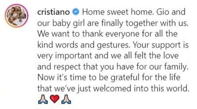 REUNITED ‘Home sweet home’ – Man Utd star Ronaldo posts pic with baby girl as Georgina Rodriguez returns home after son tragedy