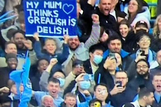 Fans demand 'lifetime ban' for supporter's cringey Jack Grealish poster in Etihad crowd