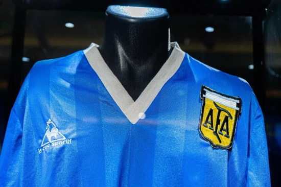 Diego Maradona's iconic 'Hand of God' shirt he wore against England sells for staggering £7m at auction