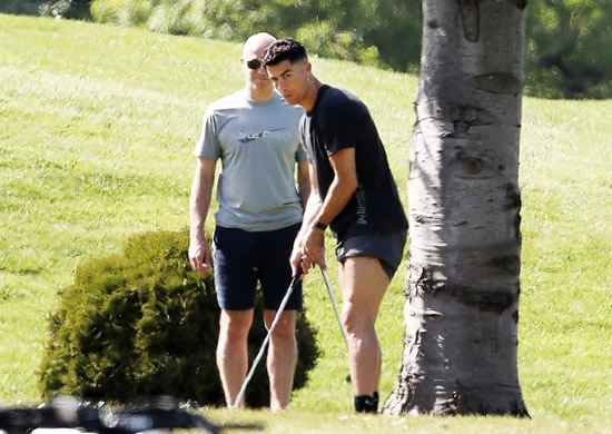 Cristiano Ronaldo heads to the golf course wearing extremely short shorts as rumours continue over Man Utd future
