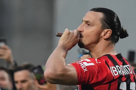 Zlatan Ibrahimovic smokes a cigar on pitch after leading Milan to Serie A win… and 14th league title of his career