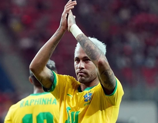 JERSEY BOYS Neymar and Son swap shirts as Brazil star nets twice in South Korea thrashing to edge closer to Pele’s goals record