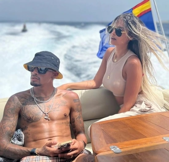LOVE TO SEA IT Raphinha relaxes on boat in Ibiza with stunning fiancee Natalia with Arsenal ‘on verge of shock transfer for Leeds star’