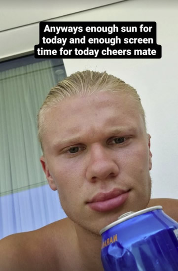 Erling Haaland leaves fans in hysterics after his eyebrows VANISH as Man City ace enjoys sunny summer holiday