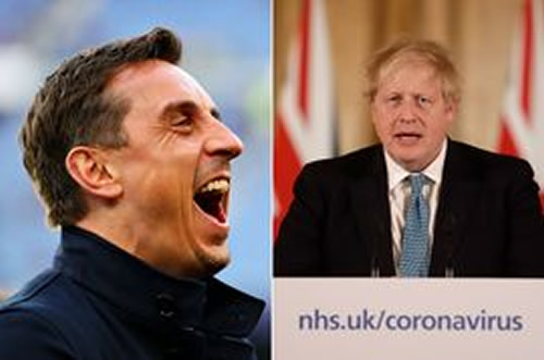 Gary Neville trolls Boris Johnson minutes after Rishi Sunak and Sajid Javid walk out on PM