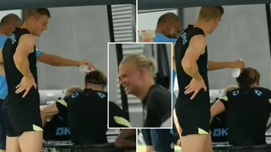 Pep Guardiola Poured Freezing Cold Water Over Jack Grealish's Hair, Erling Haaland Was In Stitches