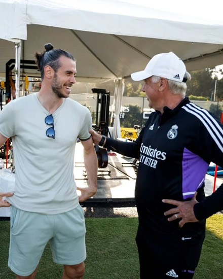 Watch moment beaming Gareth Bale hugs former Real Madrid team-mates in LA just weeks after transfer exit
