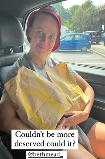 GOALDEN ARCHES England hero Beth Mead celebrates Euro 2022 win with a MASSIVE McDonald’s after being named player of the tournament