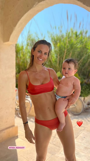 KNAPPY HOLIDAYS Jamie Redknapp’s wife Frida stuns in red bikini on family holiday