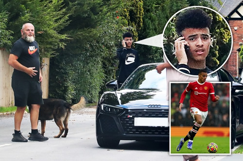 Man Utd star Mason Greenwood makes rare appearance catching runaway family dog following rape and GBH arrest