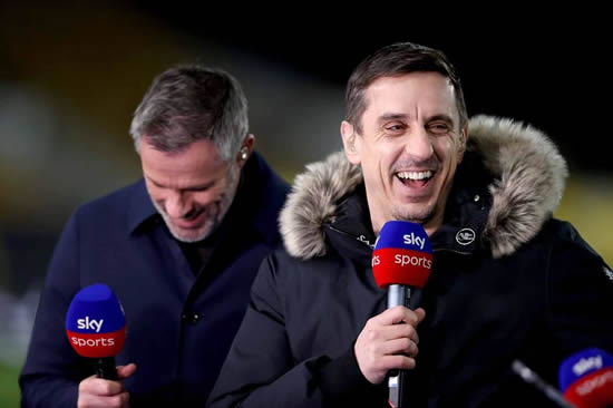 Gary Neville jokingly warns Jamie Carragher that his 'lawyers will be in touch'