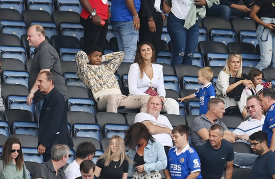 NOT A FAN Wesley Fofana refuses to celebrate Leicester goal as he watches with girlfriend in stands amid Chelsea transfer interest