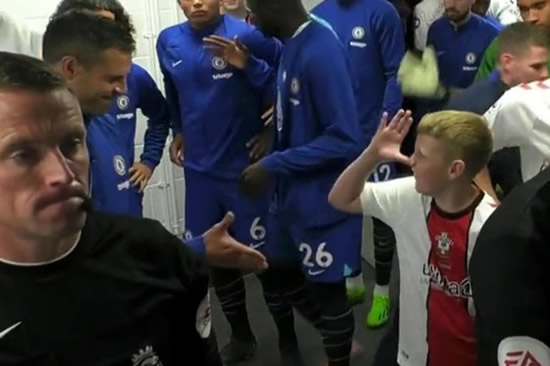 Young Southampton mascot savagely troll Cesar Azpilicueta as he leaves Chelsea captain hanging in tunnel