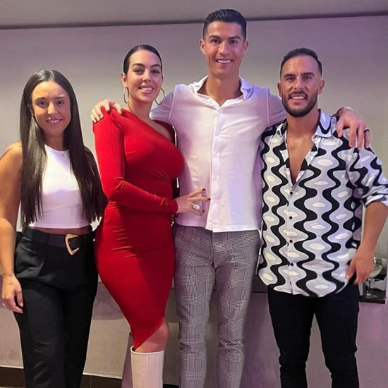 ROD'S A RED Georgina Rodriguez looks stunning in figure-hugging red dress as Man Utd star Cristiano Ronaldo sings along to musician