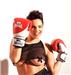 Boxing clever ... model covers her nipples with black tape