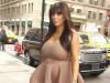 Not good nudes ... Kim wears a dodgy dress in New York