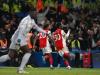 Eddie Nketiah celebrates putting Arsenal 3-2 up Credit: AFP